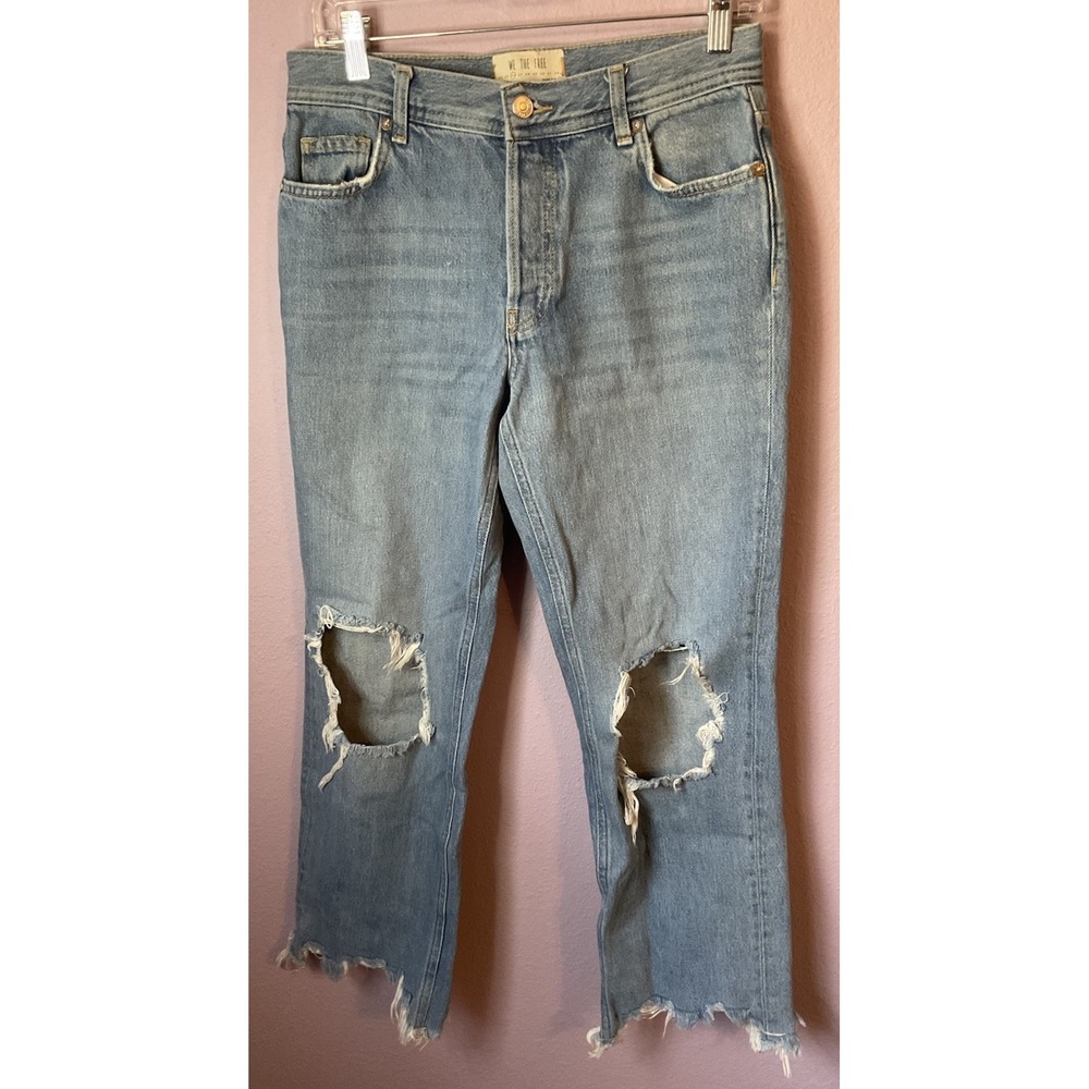 We The Free Free People Distressed Raw Hem 5 Button Fly Jeans Size 26 30 x 27.5